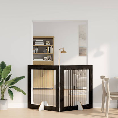 Cancello per cani con supporti 2 pcs Rovere Nero 100 x 100 cm | homemem39