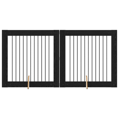 Cancello per cani con supporti 2 pcs Rovere Nero 100 x 100 cm | homemem39
