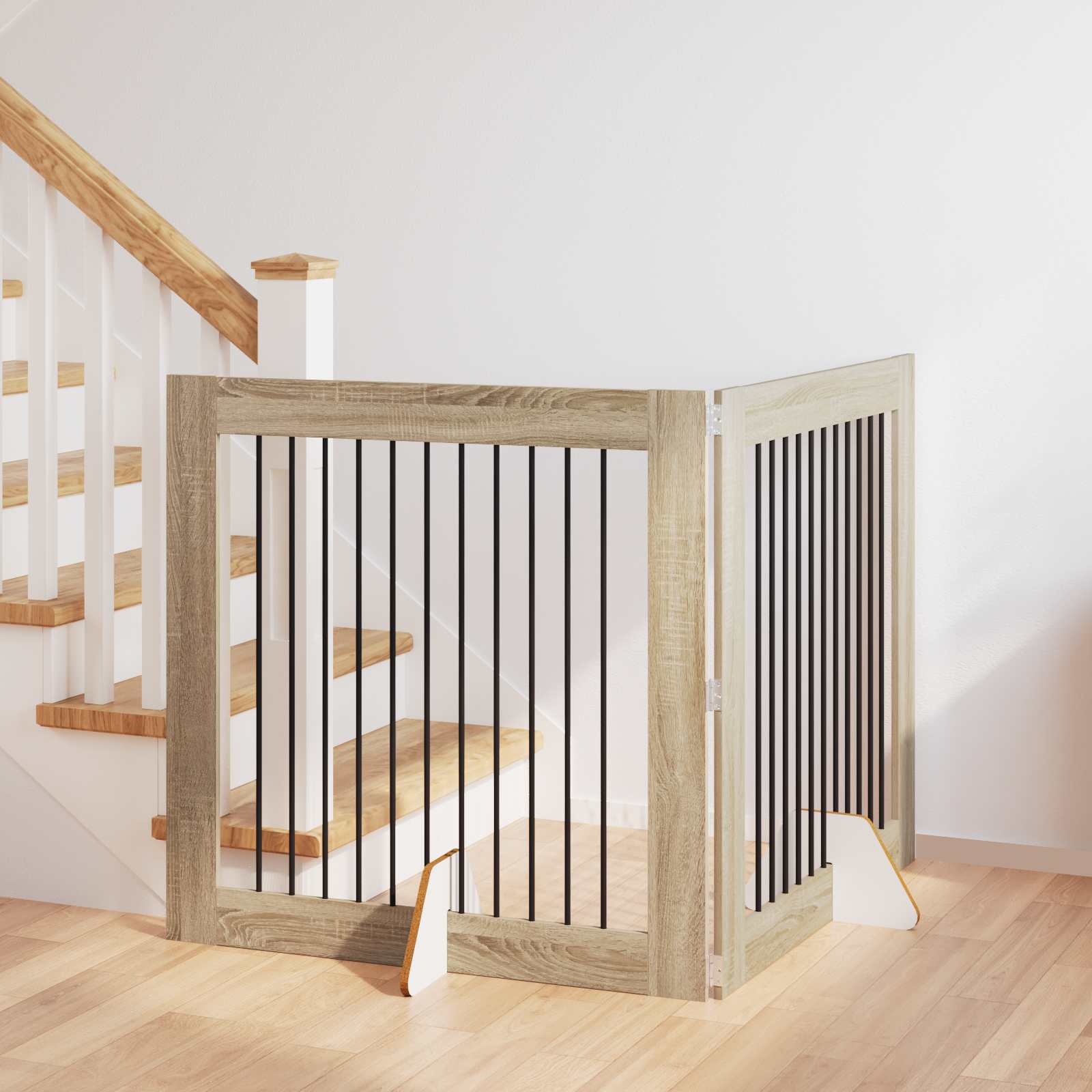 Cancello per cani con supporti 2 pcs Rovere Sonoma 100 x 100 cm | homemem39