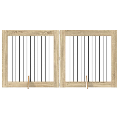 Cancello per cani con supporti 2 pcs Rovere Sonoma 100 x 100 cm | homemem39