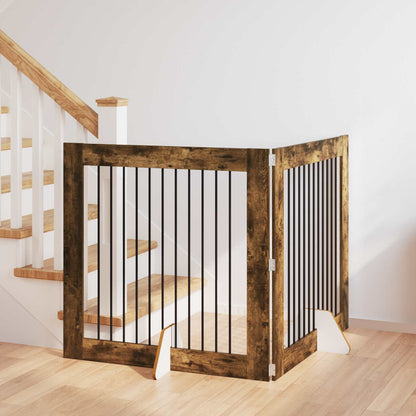 Cancello per cani con supporti 2 pcs Rovere Fumo 100 x 100 cm | homemem39