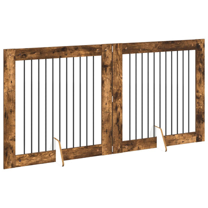Cancello per cani con supporti 2 pcs Rovere Fumo 100 x 100 cm | homemem39