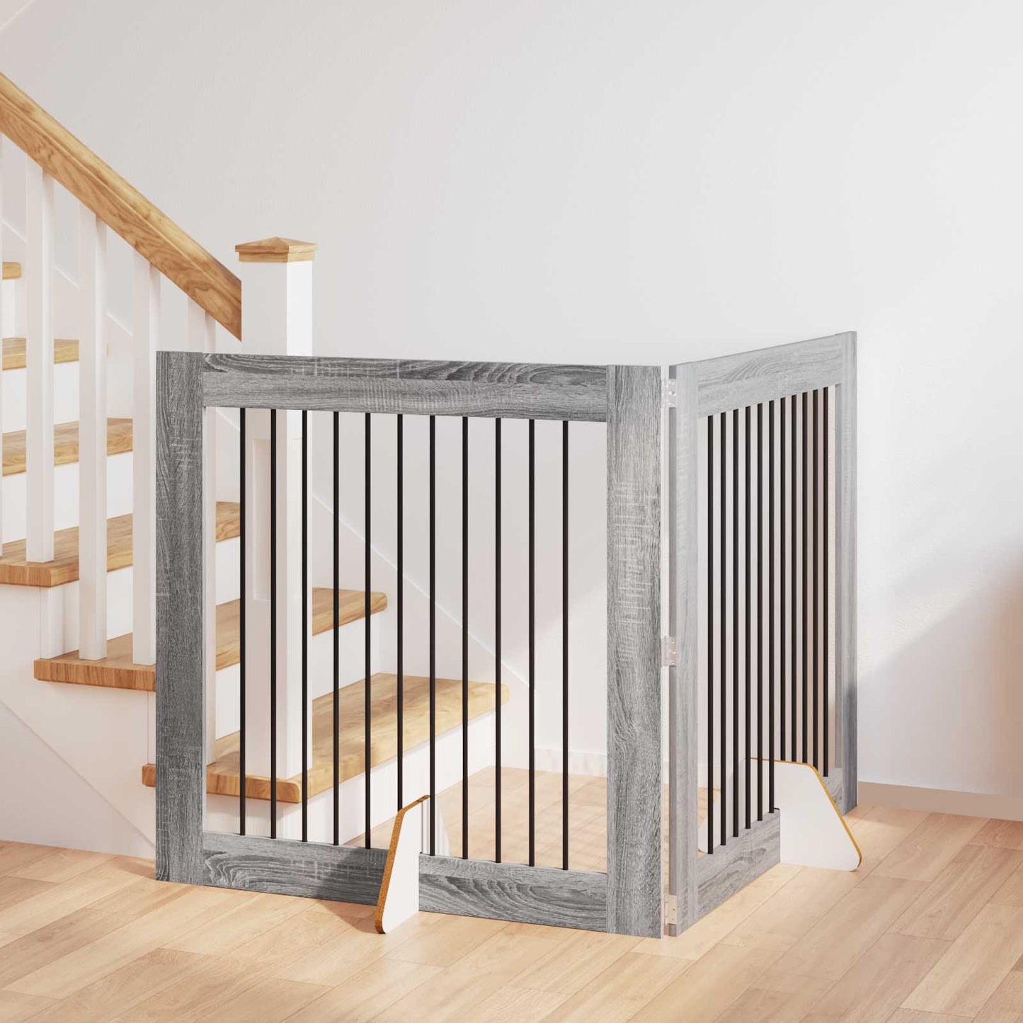 Cancello per cani con supporti 2 pcs Grigio Sonoma 100 x 100 cm