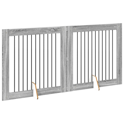 Cancello per cani con supporti 2 pcs Grigio Sonoma 100 x 100 cm | homemem39