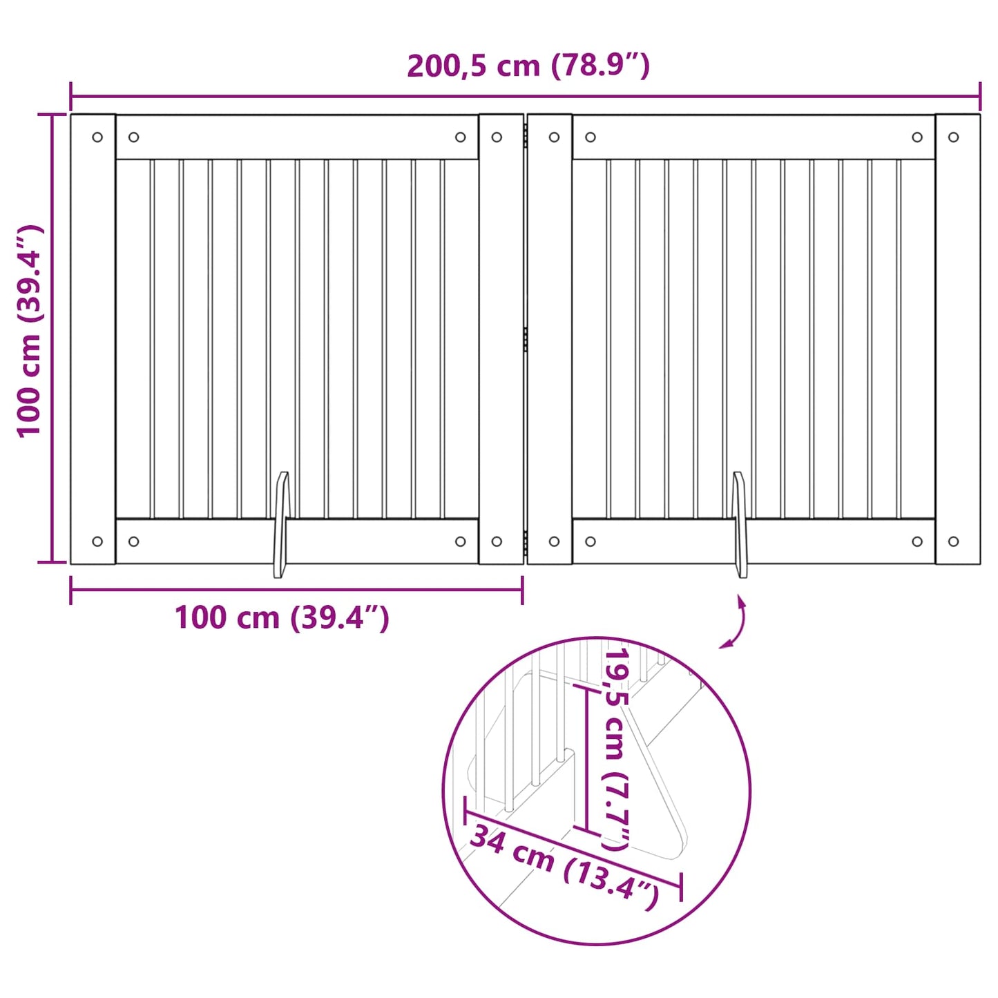 Cancello per cani con supporti 2 pcs Grigio Sonoma 100 x 100 cm | homemem39