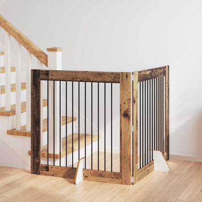 Cancello per cani con supporti 2 pcs Legno antico 100 x 100 cm | homemem39