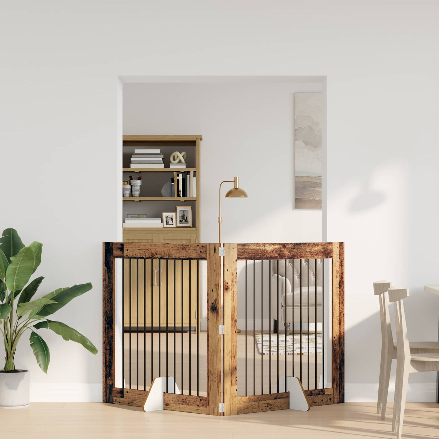 Cancello per cani con supporti 2 pcs Legno antico 100 x 100 cm | homemem39