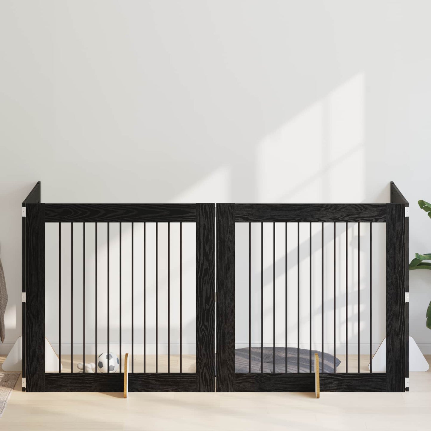 Cancello per cani con supporti 4 pcs Rovere Nero 100 x 100 cm | homemem39