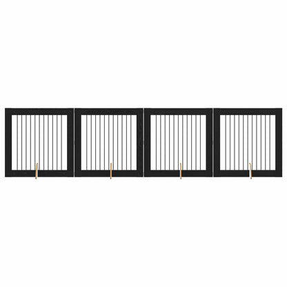 Cancello per cani con supporti 4 pcs Rovere Nero 100 x 100 cm | homemem39