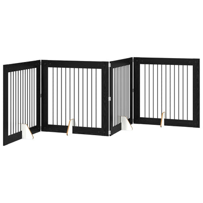 Cancello per cani con supporti 4 pcs Rovere Nero 100 x 100 cm | homemem39