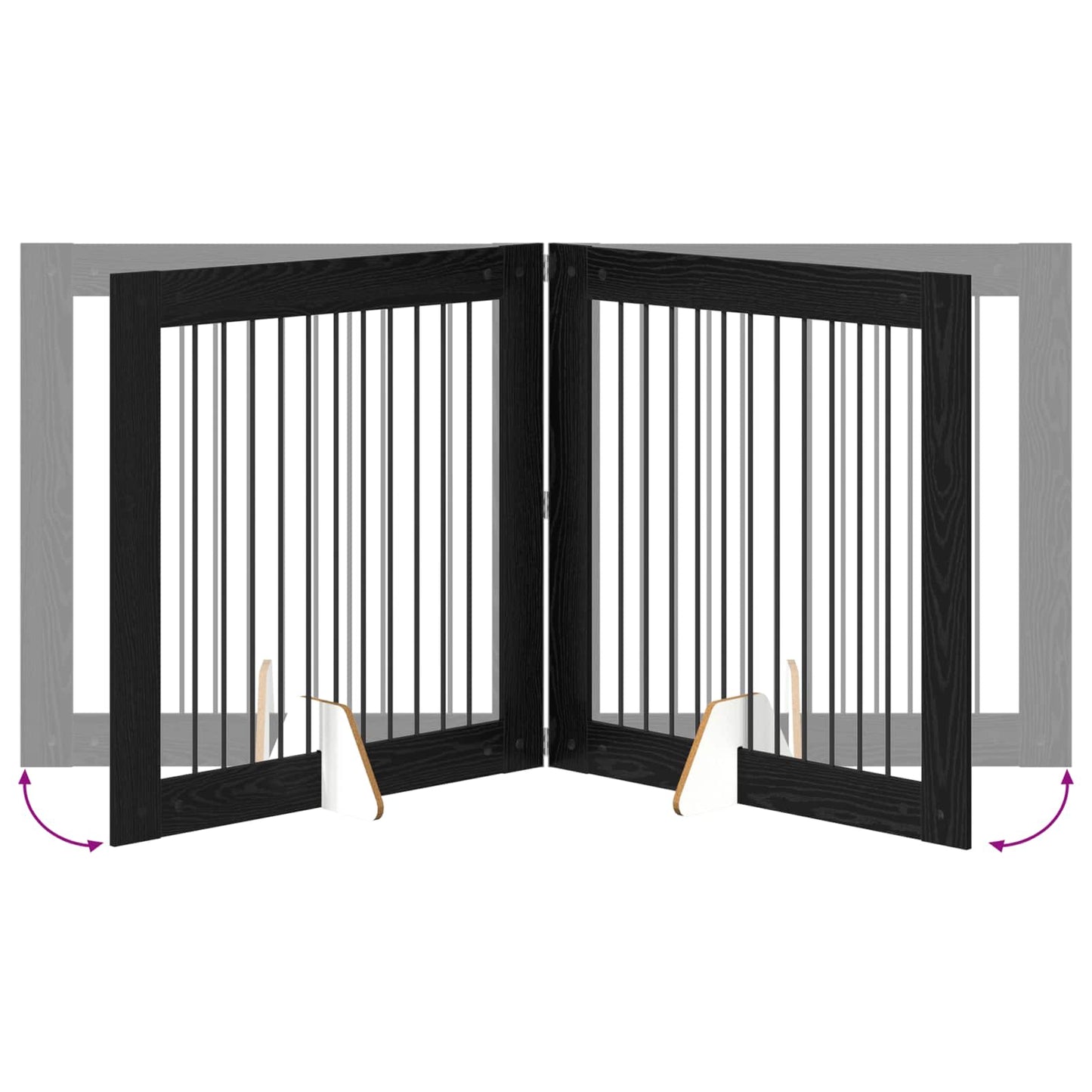 Cancello per cani con supporti 4 pcs Rovere Nero 100 x 100 cm | homemem39