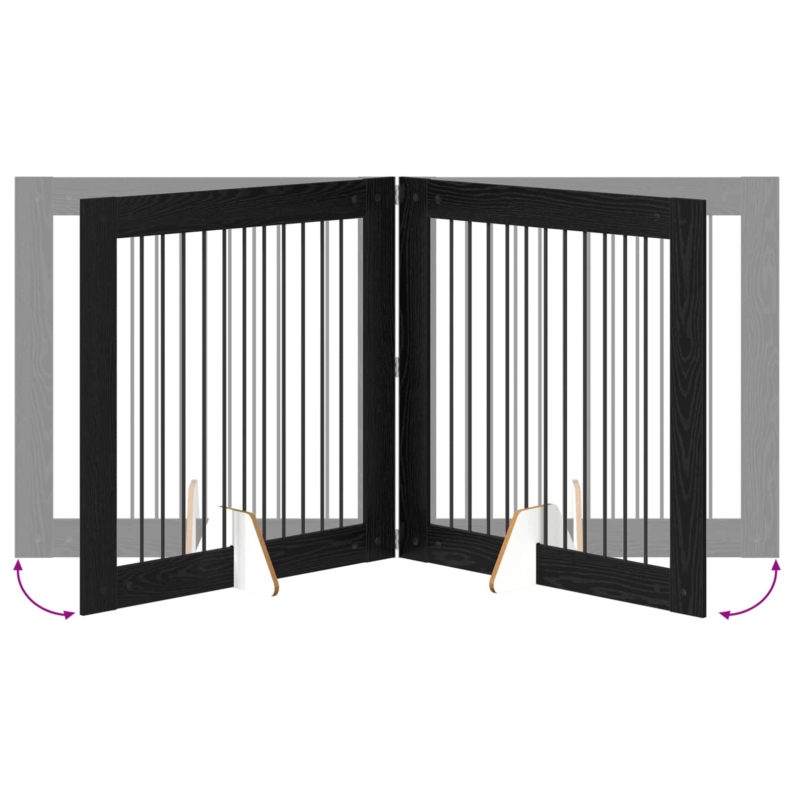 Cancello per cani con supporti 4 pcs Rovere Nero 100 x 100 cm | homemem39