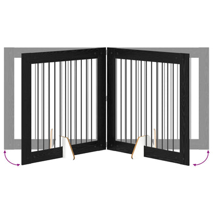 Cancello per cani con supporti 4 pcs Rovere Nero 100 x 100 cm | homemem39