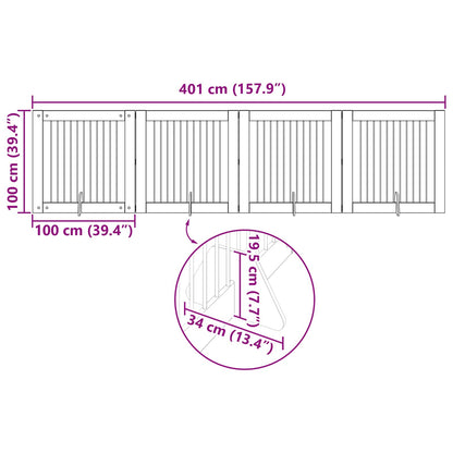 Cancello per cani con supporti 4 pcs Rovere Nero 100 x 100 cm | homemem39