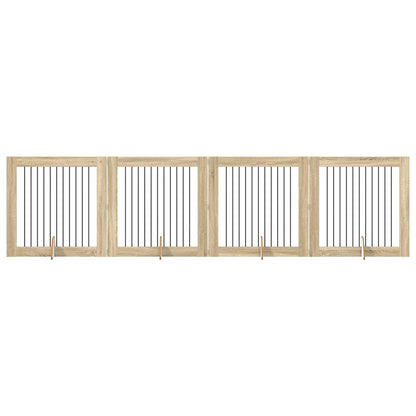 Cancello per cani con supporti 4 pcs Rovere Sonoma 100 x 100 cm | homemem39