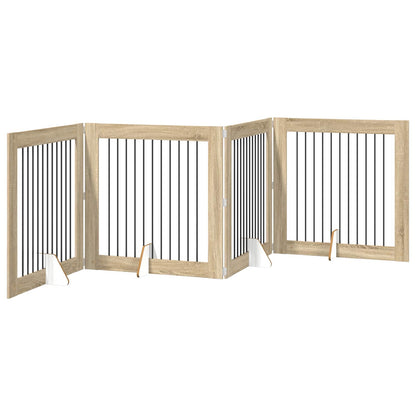 Cancello per cani con supporti 4 pcs Rovere Sonoma 100 x 100 cm | homemem39