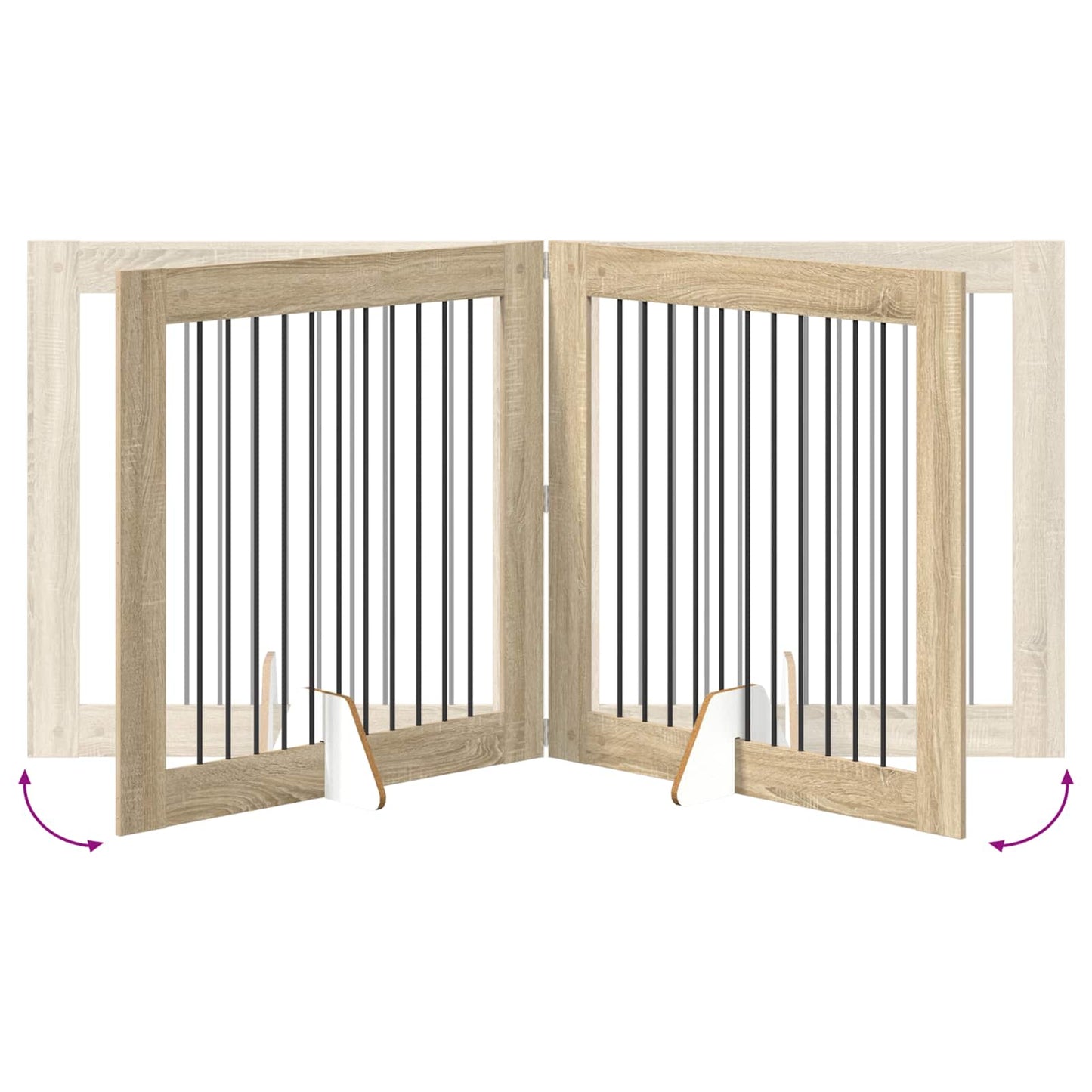 Cancello per cani con supporti 4 pcs Rovere Sonoma 100 x 100 cm | homemem39