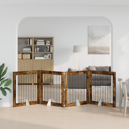 Cancello per cani con supporti 4 pcs Rovere Fumo 100 x 100 cm | homemem39