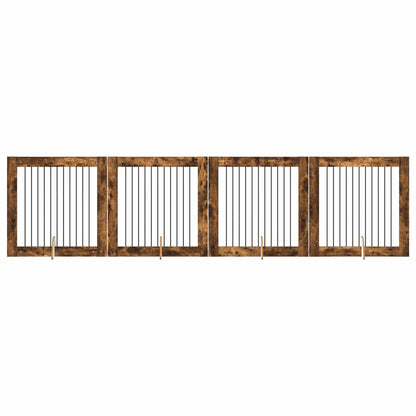 Cancello per cani con supporti 4 pcs Rovere Fumo 100 x 100 cm | homemem39