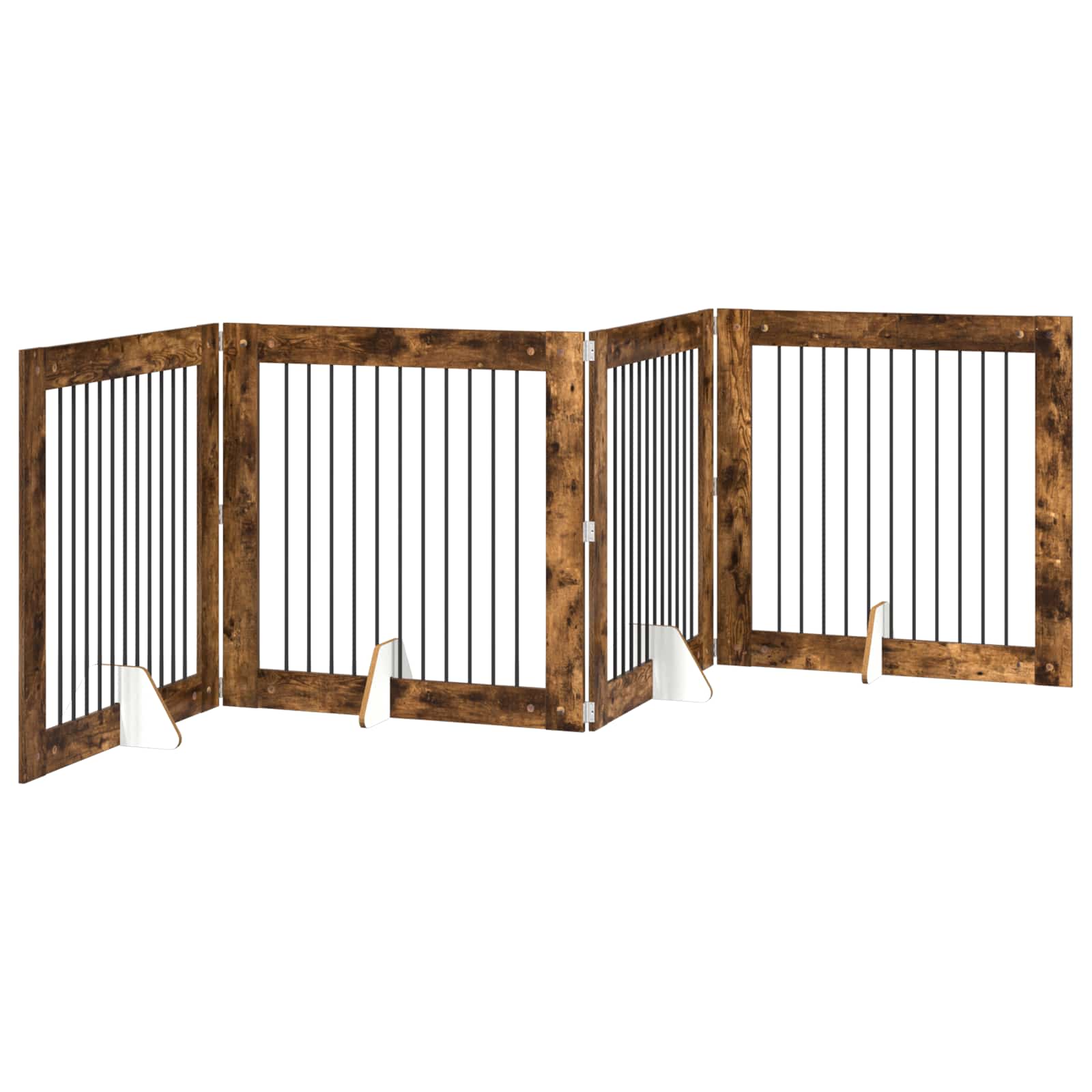 Cancello per cani con supporti 4 pcs Rovere Fumo 100 x 100 cm | homemem39