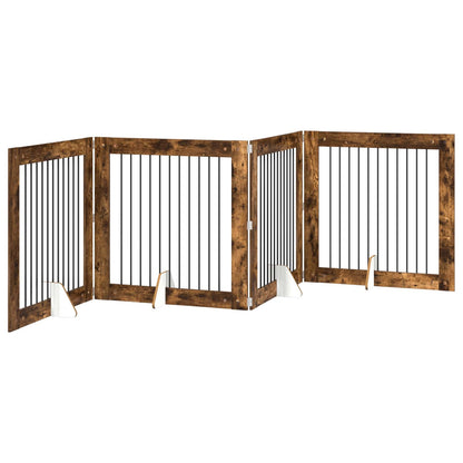 Cancello per cani con supporti 4 pcs Rovere Fumo 100 x 100 cm | homemem39