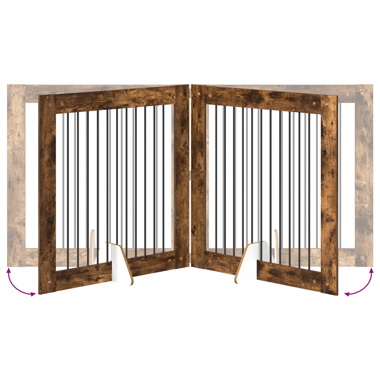 Cancello per cani con supporti 4 pcs Rovere Fumo 100 x 100 cm | homemem39