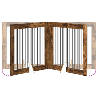 Cancello per cani con supporti 4 pcs Rovere Fumo 100 x 100 cm | homemem39