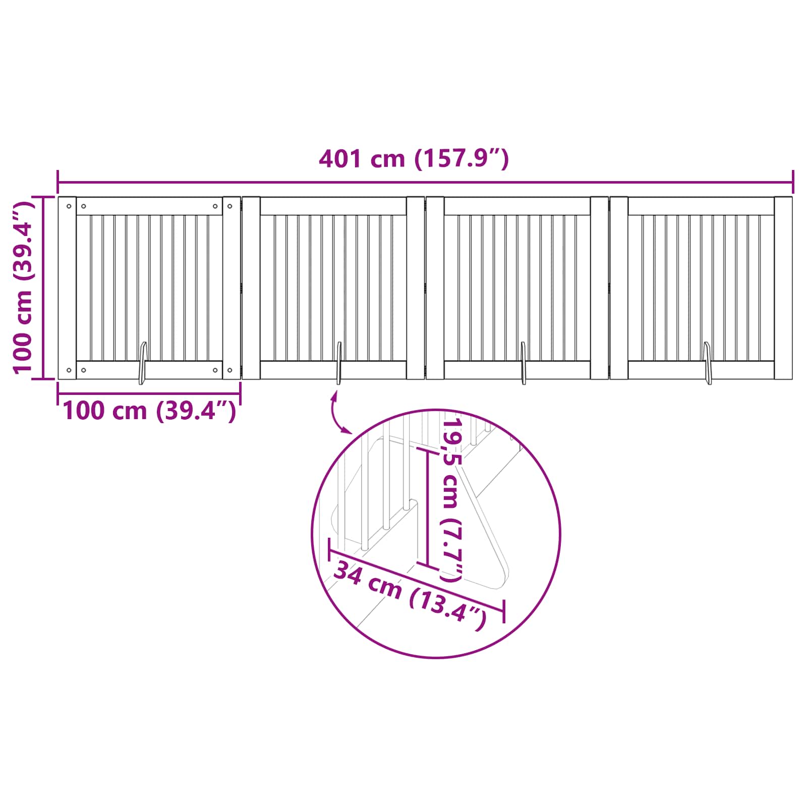 Cancello per cani con supporti 4 pcs Rovere Fumo 100 x 100 cm | homemem39