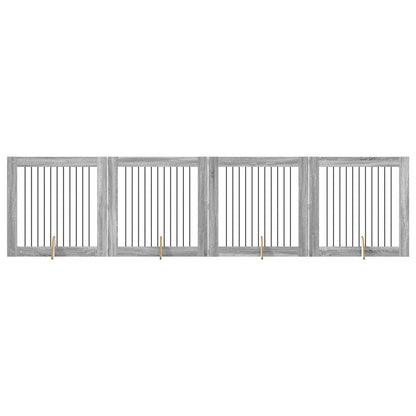 Cancello per cani con supporti 4 pcs Grigio Sonoma 100 x 100 cm | homemem39