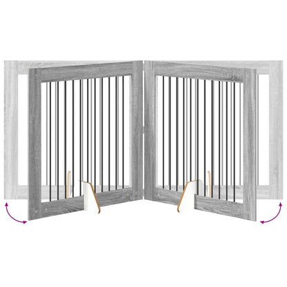 Cancello per cani con supporti 4 pcs Grigio Sonoma 100 x 100 cm | homemem39