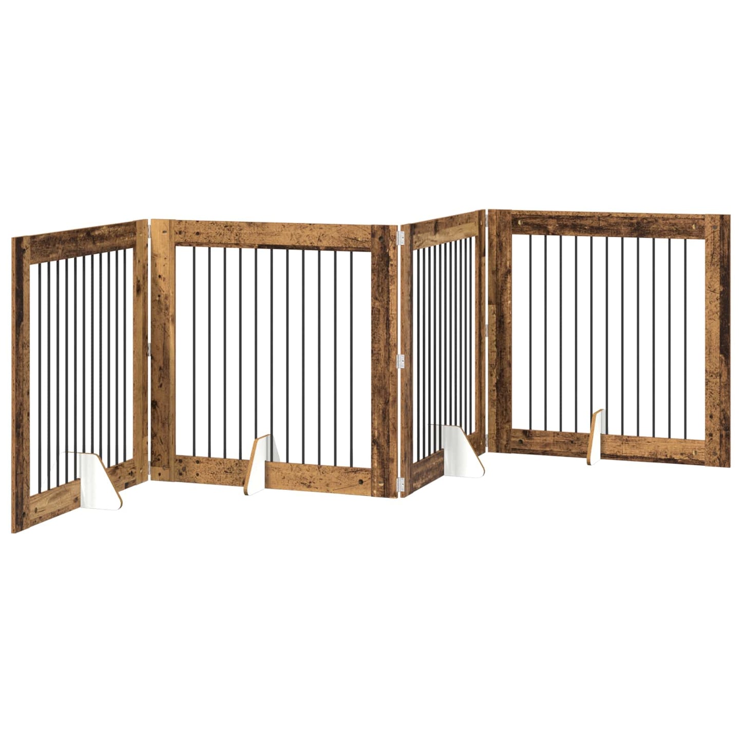 Cancello per cani con supporti 4 pcs Legno antico 100 x 100 cm | homemem39