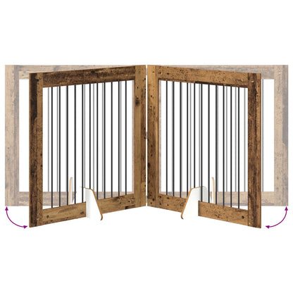 Cancello per cani con supporti 4 pcs Legno antico 100 x 100 cm | homemem39