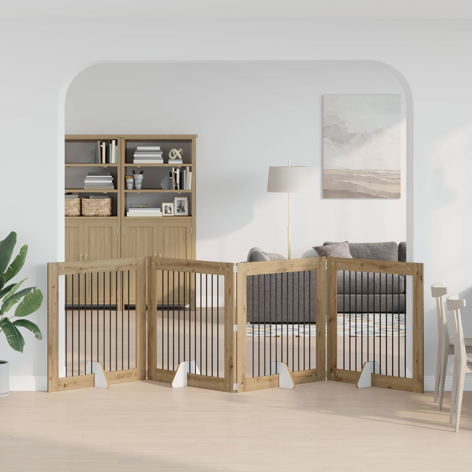 Cancello per cani con supporti 4 pcs Rovere Artigianale | homemem39