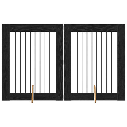 Cancello per cani con supporti 2 pcs Rovere Nero 80 x 100 cm | homemem39
