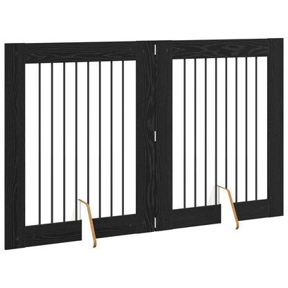 Cancello per cani con supporti 2 pcs Rovere Nero 80 x 100 cm | homemem39