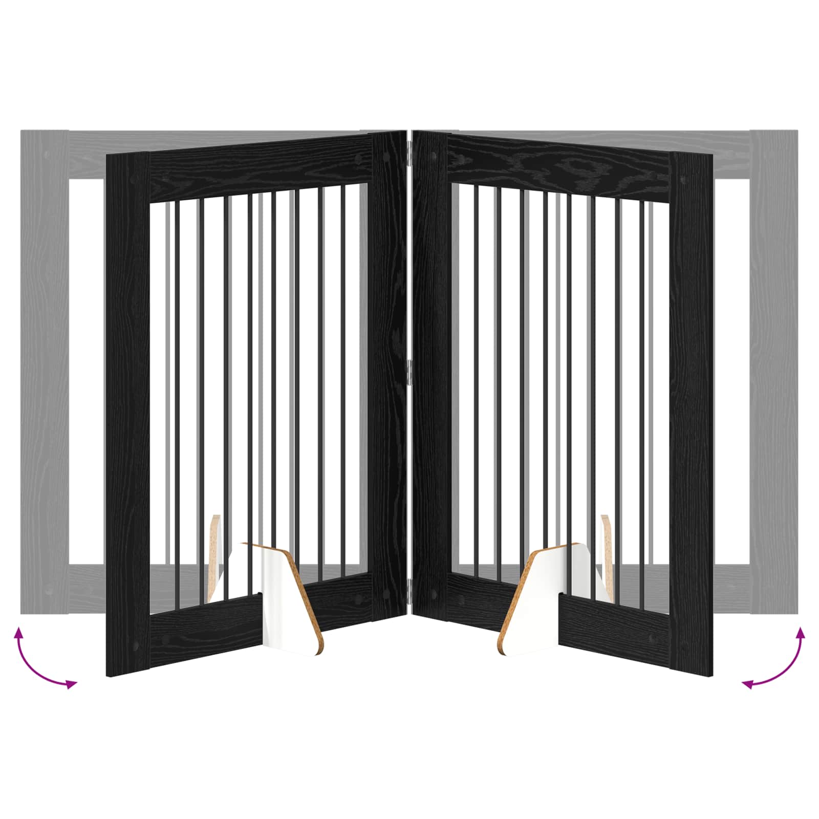 Cancello per cani con supporti 2 pcs Rovere Nero 80 x 100 cm | homemem39