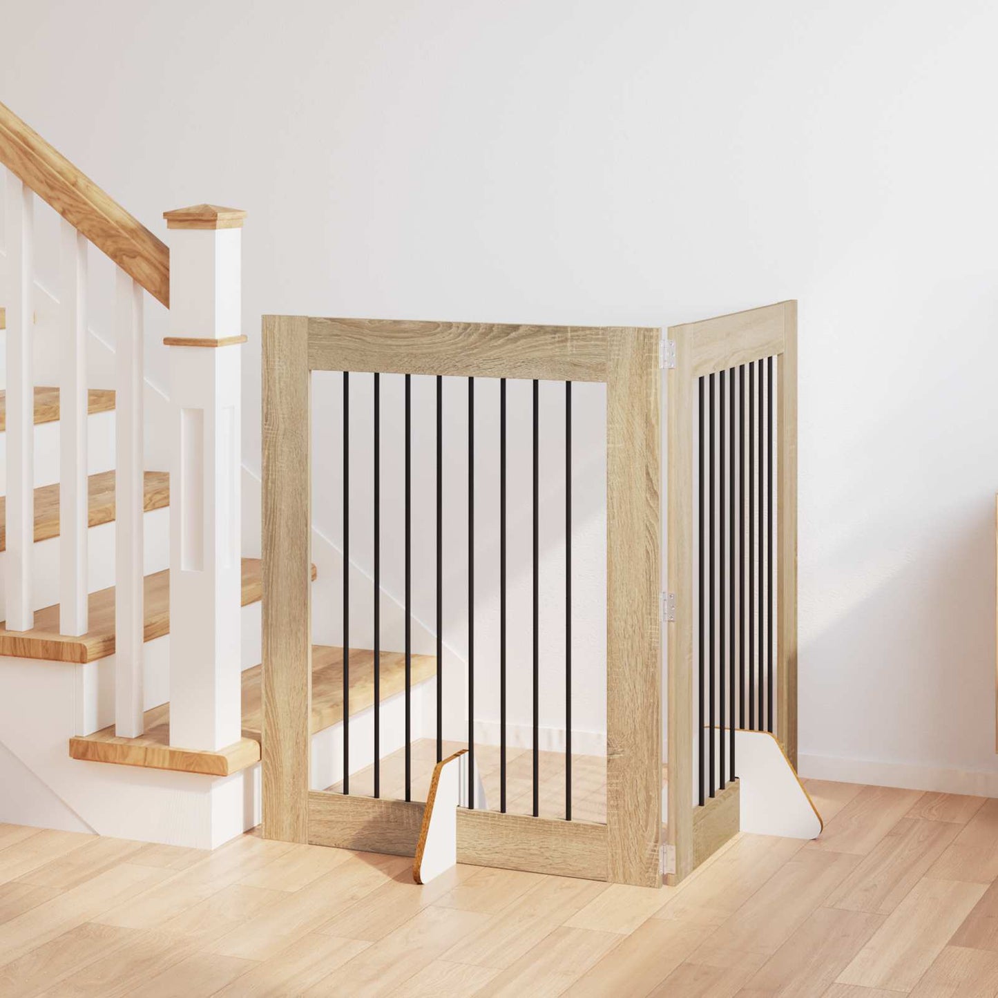 Cancello per cani con supporti 2 pcs Rovere Sonoma 80 x 100 cm | homemem39