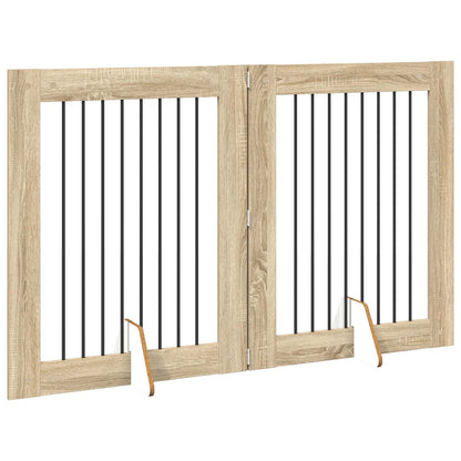 Cancello per cani con supporti 2 pcs Rovere Sonoma 80 x 100 cm | homemem39