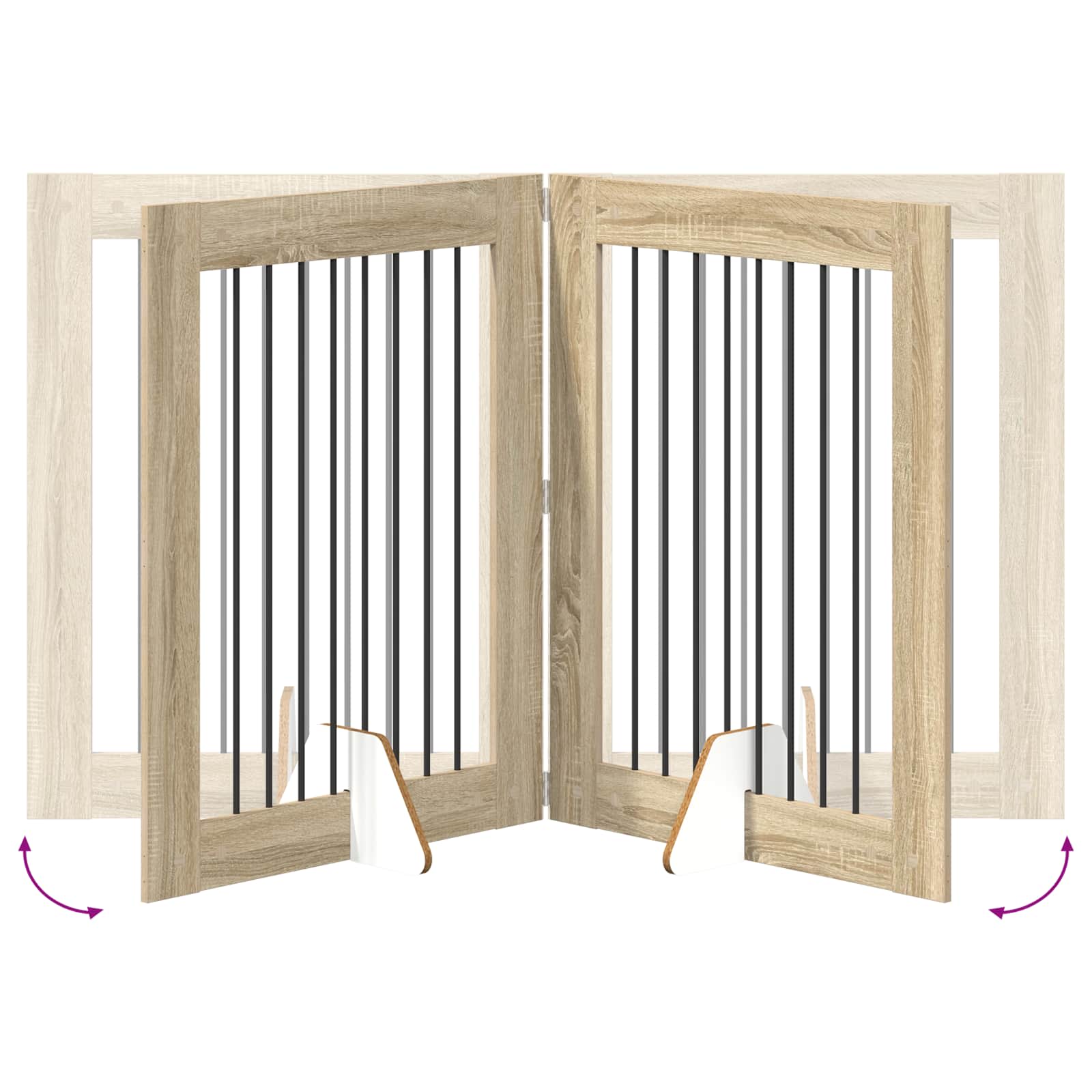 Cancello per cani con supporti 2 pcs Rovere Sonoma 80 x 100 cm | homemem39