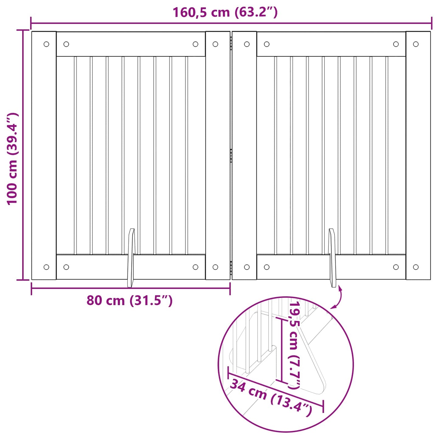 Cancello per cani con supporti 2 pcs Rovere Sonoma 80 x 100 cm | homemem39