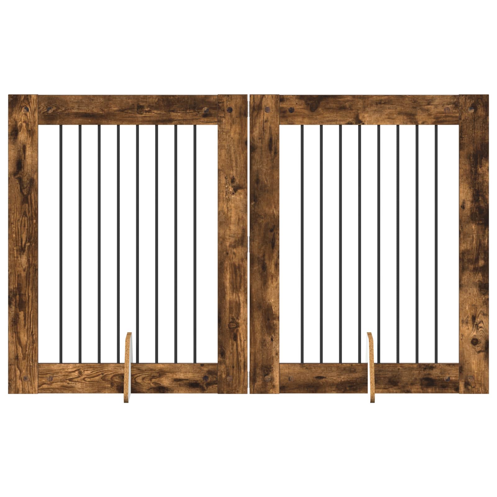 Cancello per cani con supporti 2 pcs Rovere Fumo 80 x 100 cm | homemem39