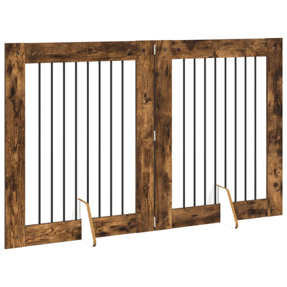 Cancello per cani con supporti 2 pcs Rovere Fumo 80 x 100 cm | homemem39
