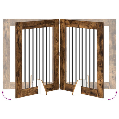 Cancello per cani con supporti 2 pcs Rovere Fumo 80 x 100 cm | homemem39