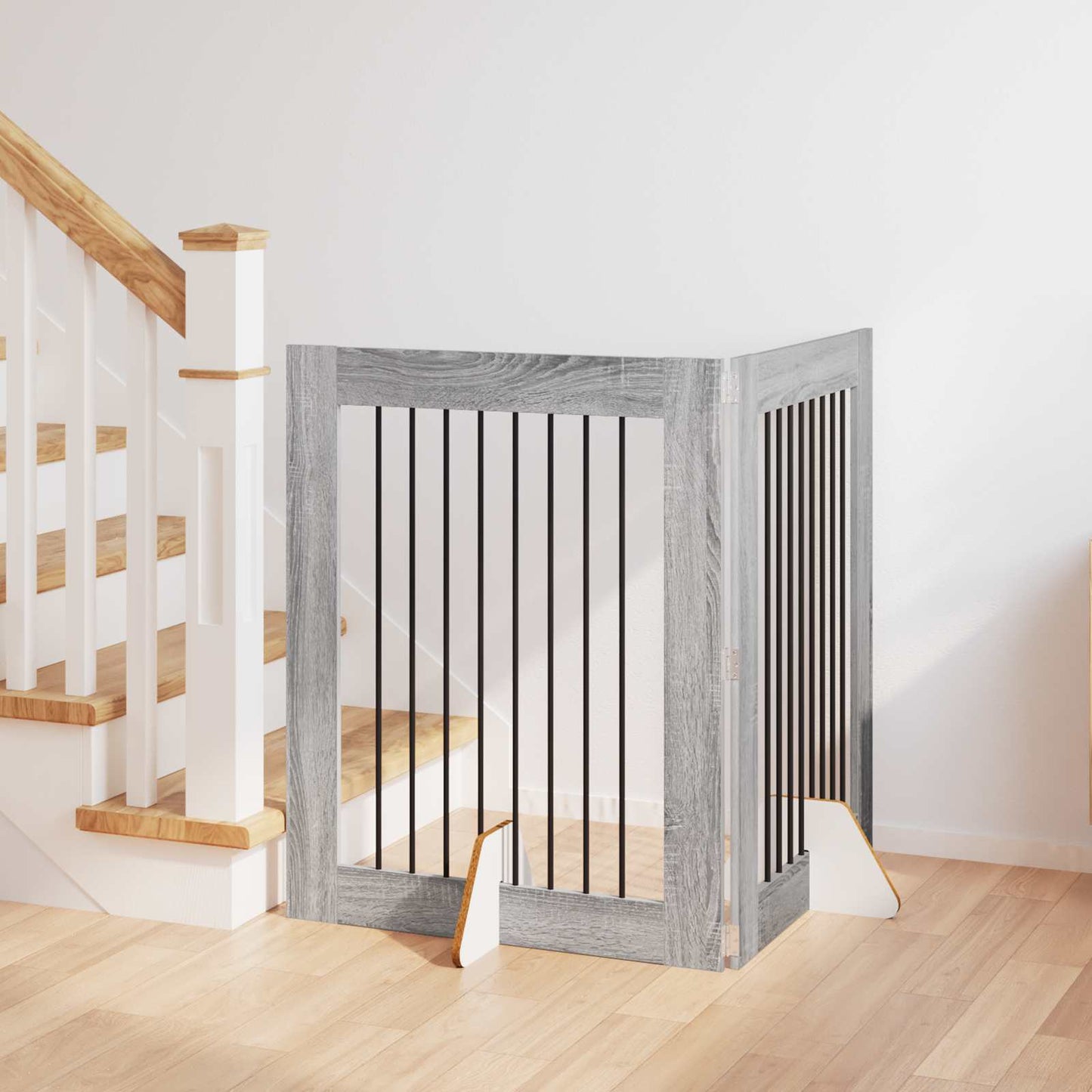 Cancello per cani con supporti 2 pcs Grigio Sonoma 80 x 100 cm | homemem39