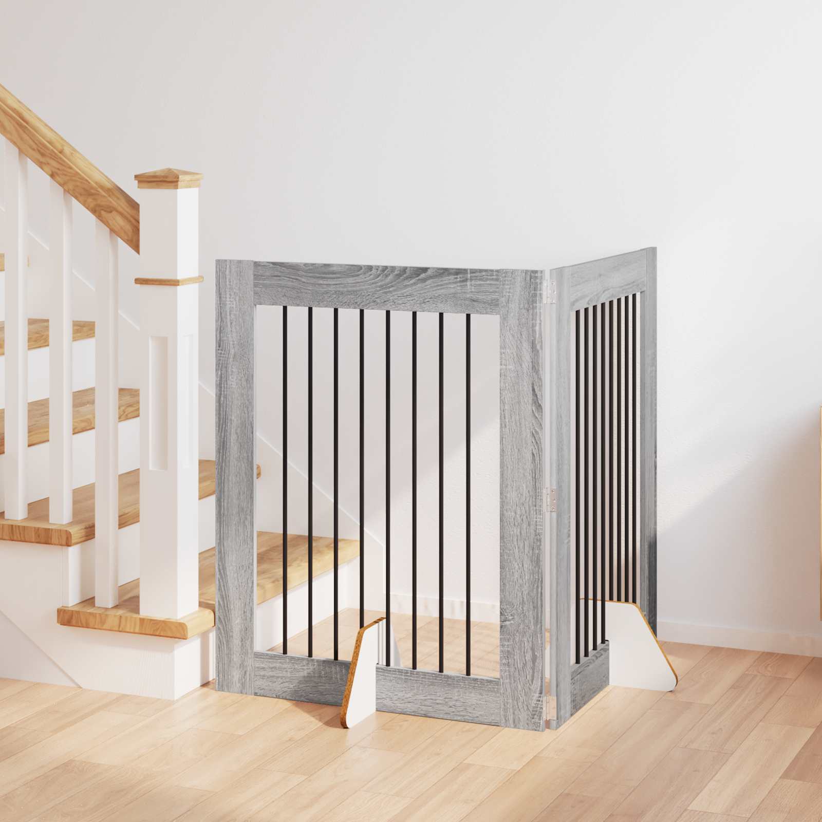 Cancello per cani con supporti 2 pcs Grigio Sonoma 80 x 100 cm | homemem39