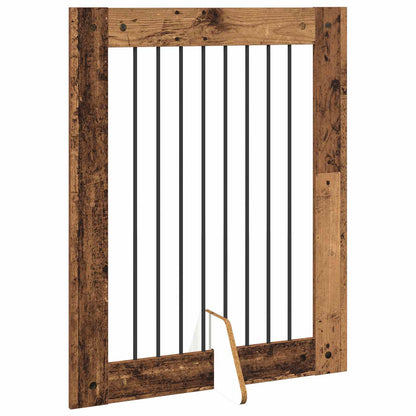 Cancello per cani con supporti 2 pcs Legno antico 80 x 100 cm | homemem39