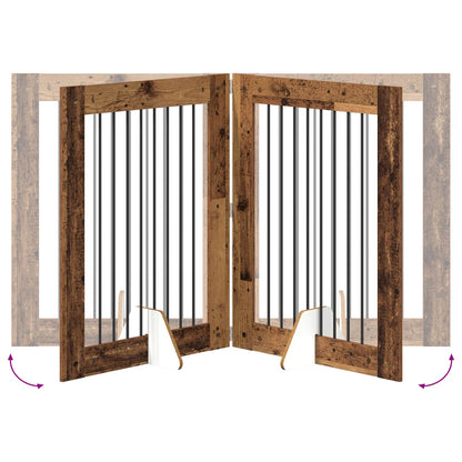 Cancello per cani con supporti 2 pcs Legno antico 80 x 100 cm | homemem39