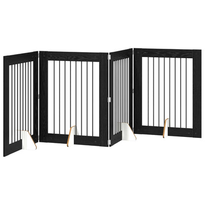Cancello per cani con supporti 4 pcs Rovere Nero 80 x 100 cm | homemem39