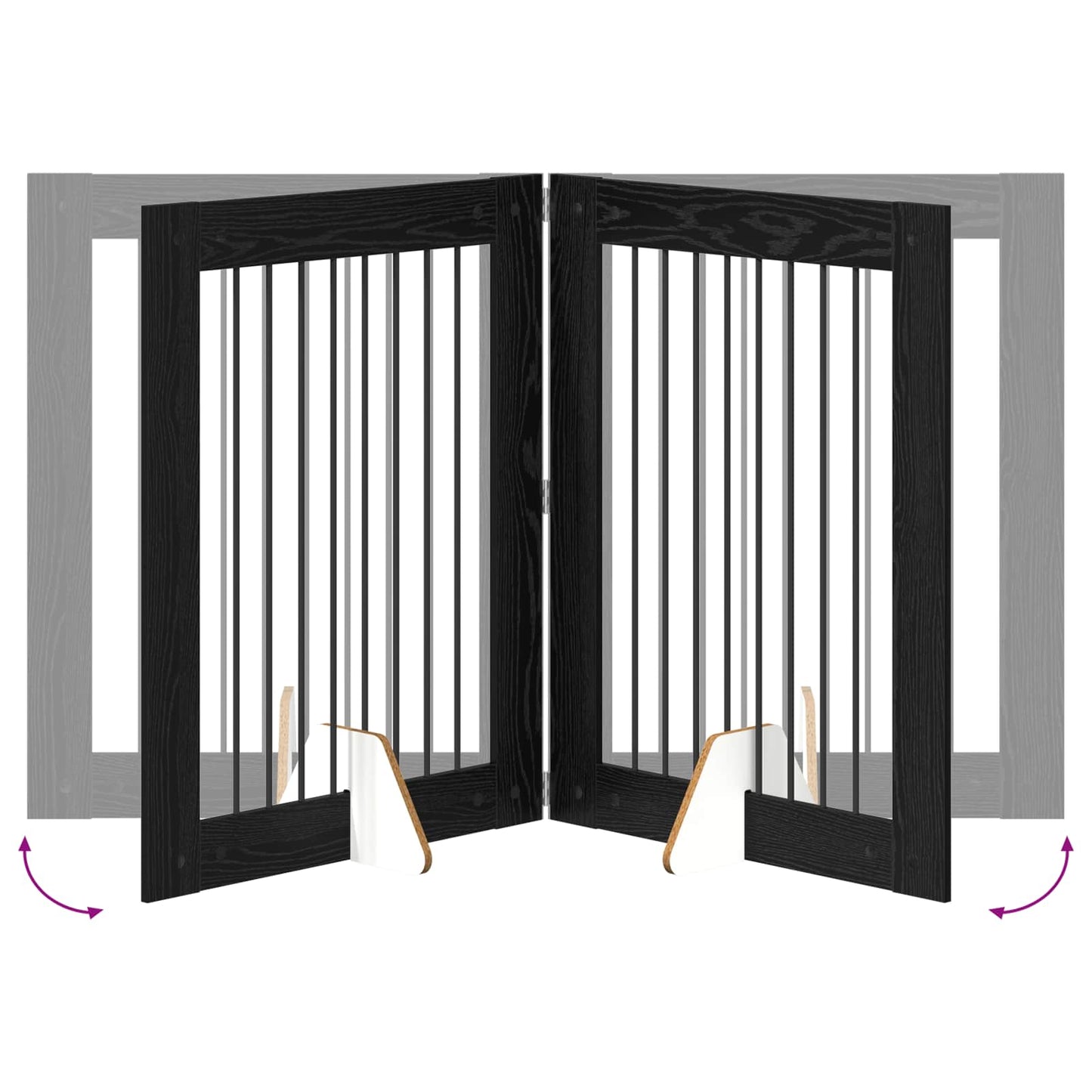 Cancello per cani con supporti 4 pcs Rovere Nero 80 x 100 cm | homemem39