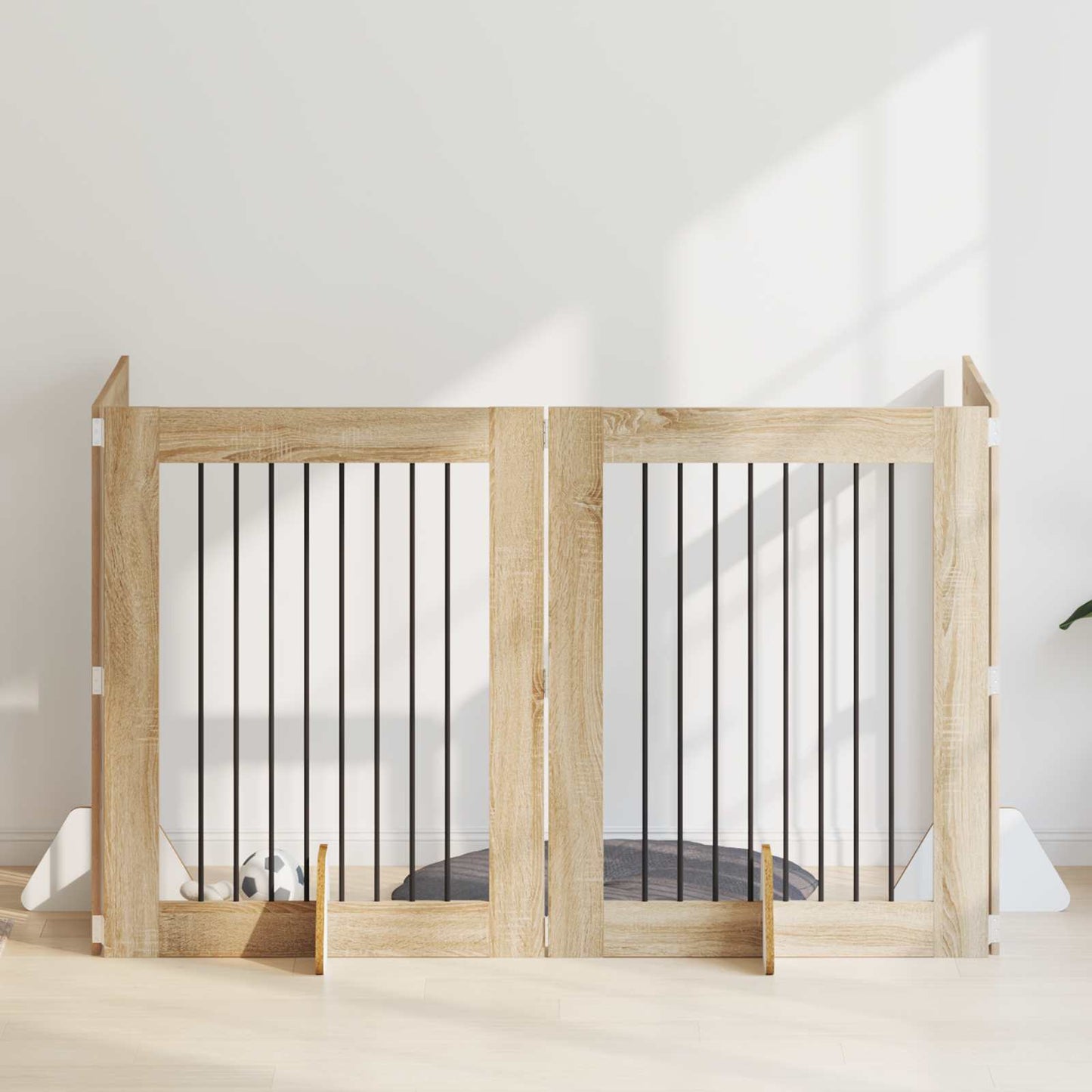 Cancello per cani con supporti 4 pcs Rovere Sonoma 80 x 100 cm | homemem39